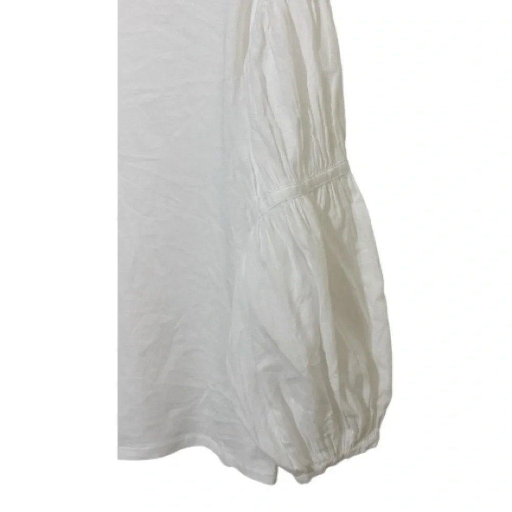 Madewell White Mixed Media Puff Sleeve Top Size Small Cotton Blouse